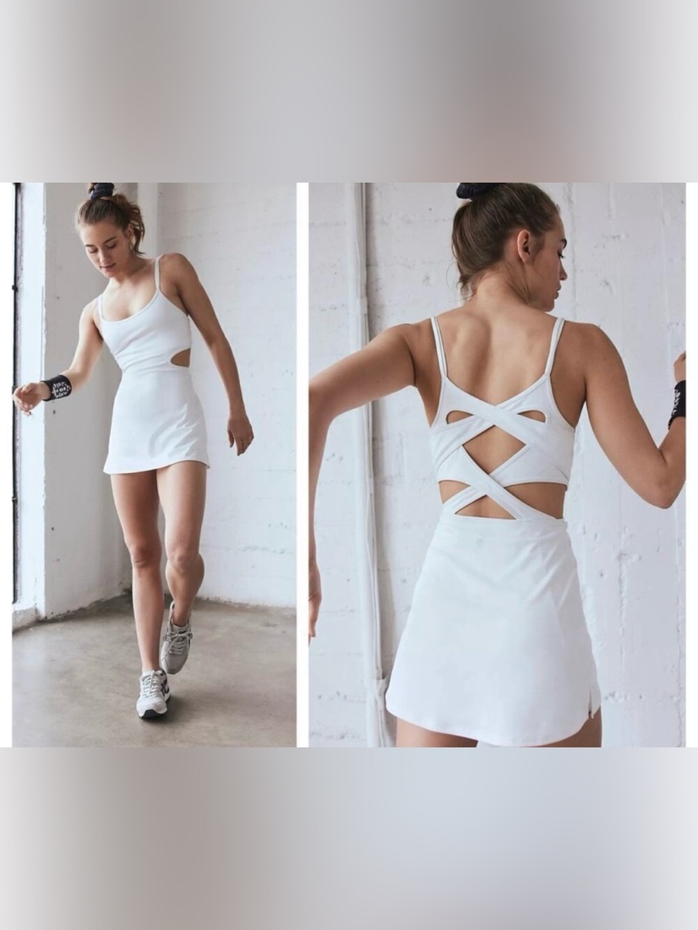 Free People Movement One More Serve Skortsie Dress White Tennis Athletic NEW